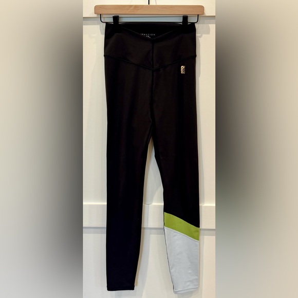Women’s P.E Nation Sprint Time High Waist Leggings Black Green White Size MEDIUM